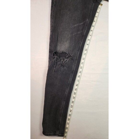 American Eagle Distressed Mom Jeans black wash size 0 long - Picture 4 of 11